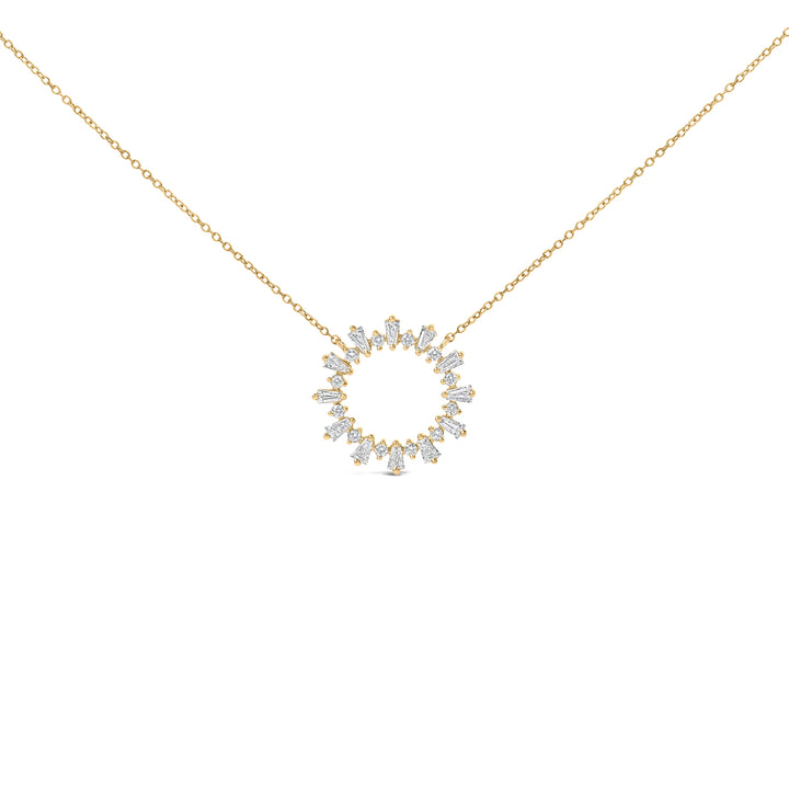 14K Yellow Gold Plated Sterling Silver 3/4 Cttw Diamond Starburst Pendant Necklace