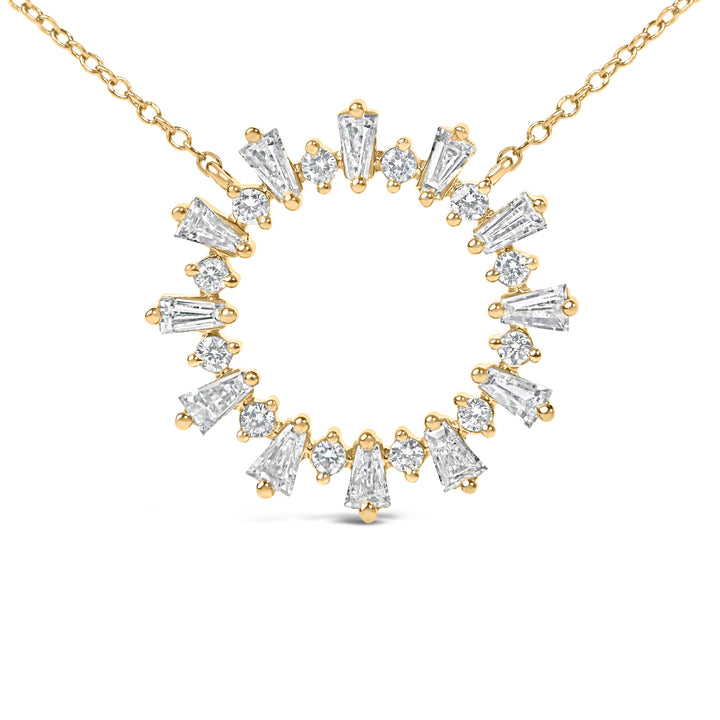 14K Yellow Gold Plated Sterling Silver 3/4 Cttw Diamond Starburst Pendant Necklace