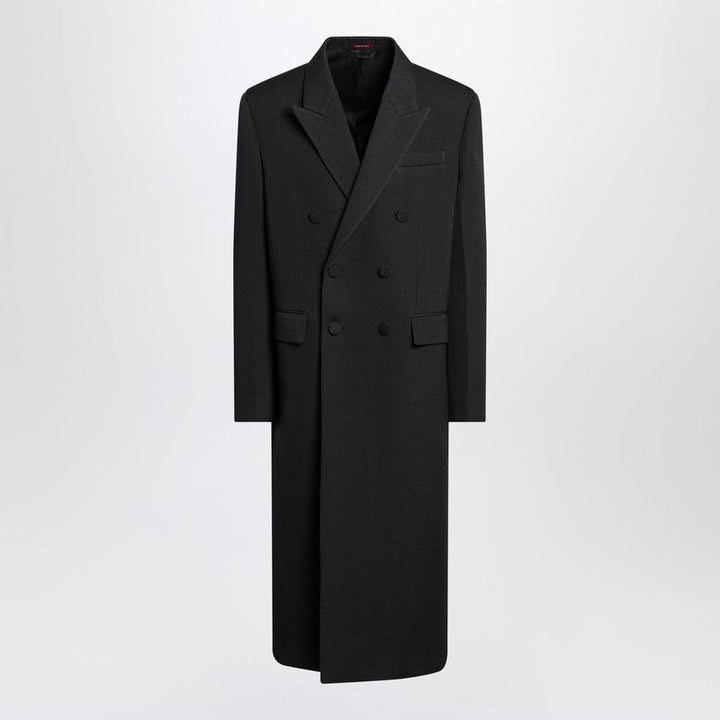 Gucci Long Double-Breasted Grey Wool Coat Men