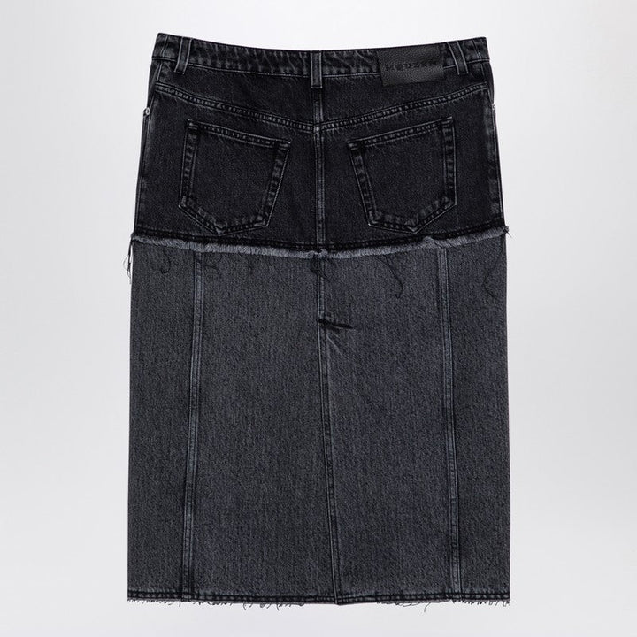 Alexander Mcqueen Two-Tone Black Denim Skirt Women