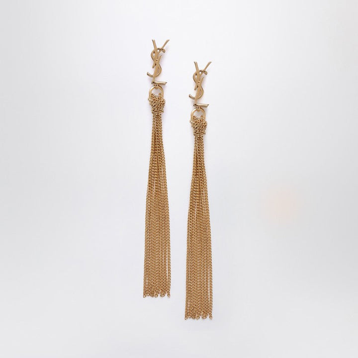 Saint Laurent Cassandre Gold Dangling Earrings Women