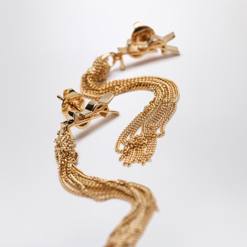 Saint Laurent Cassandre Gold Dangling Earrings Women
