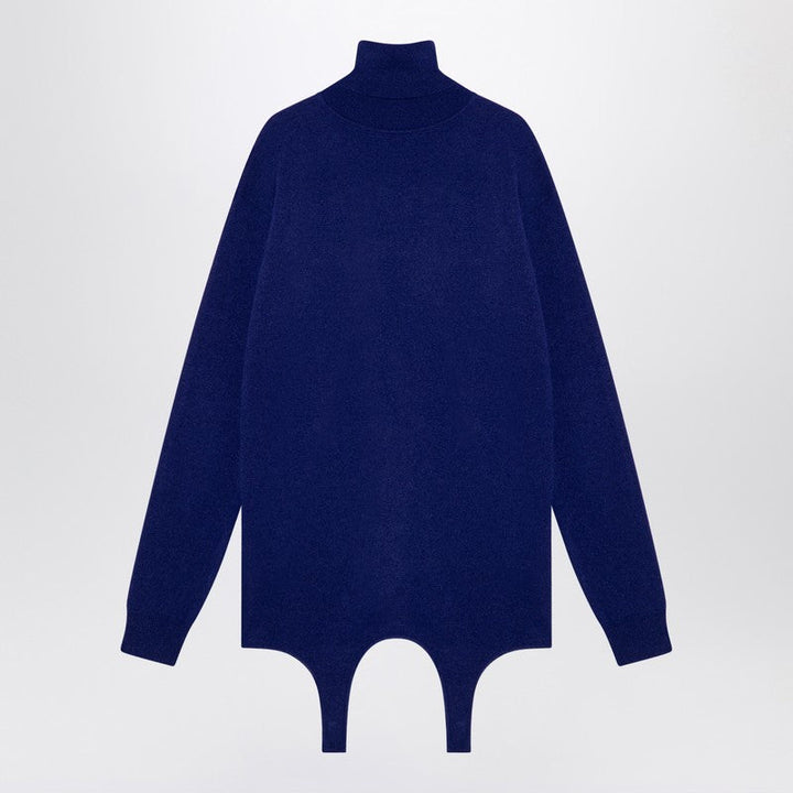 Saint Laurent Electric Blue Turtleneck With Garter Women