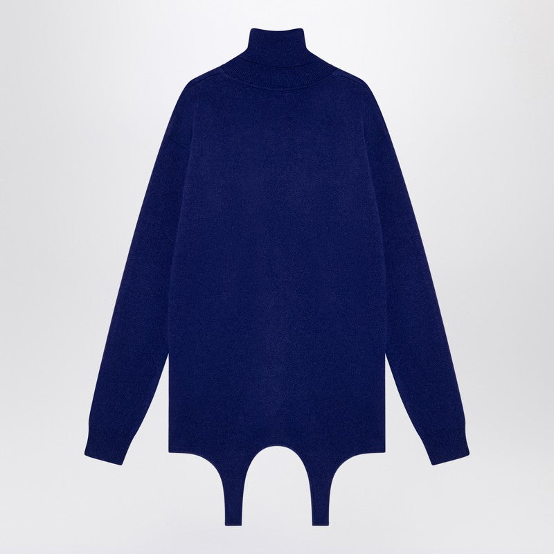 Saint Laurent Electric Blue Turtleneck With Garter Women
