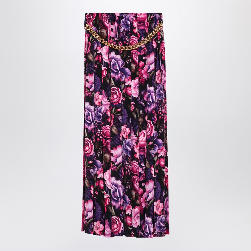 Balenciaga Long Pleated Floral Skirt Women