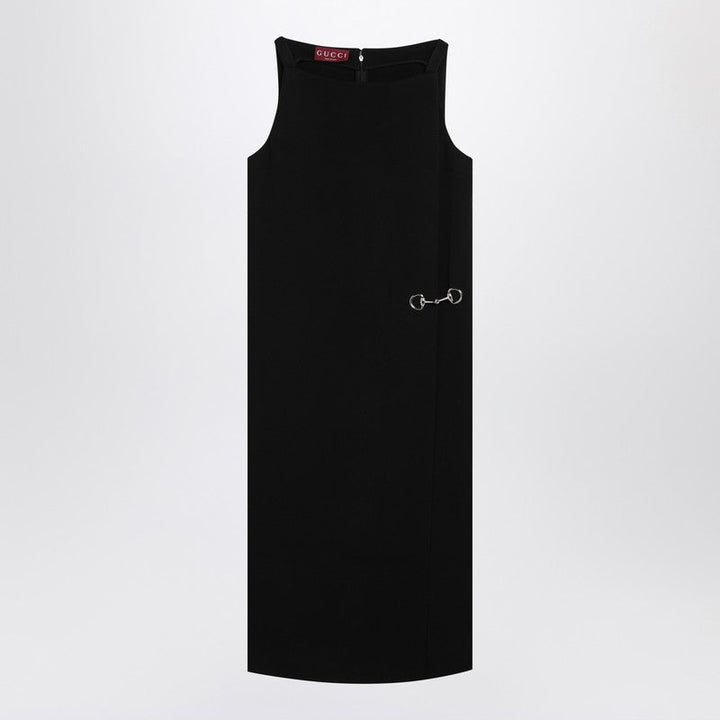 Gucci Black Viscose Sablé Dress With Horsebit Women