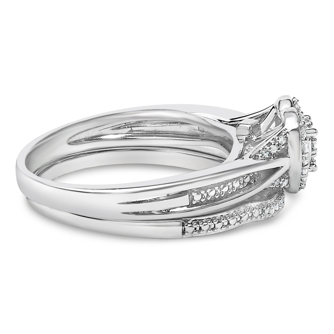 Sterling Silver 1/5 Cttw Diamond Heart Motif Bridal Set