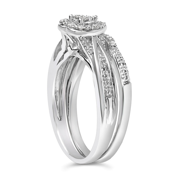 Sterling Silver 1/5 Cttw Diamond Heart Motif Bridal Set
