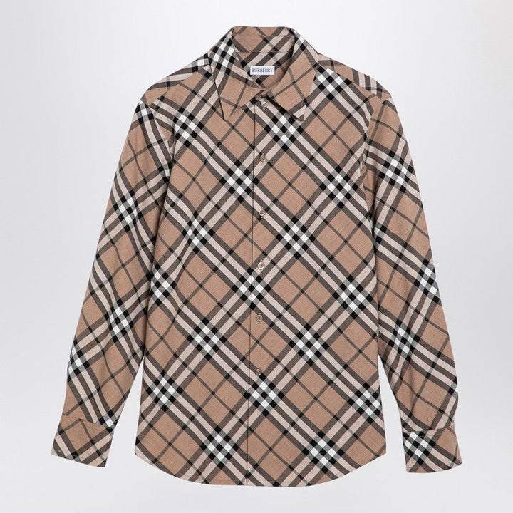 Burberry Check Pattern Wool Blend Shirt Women
