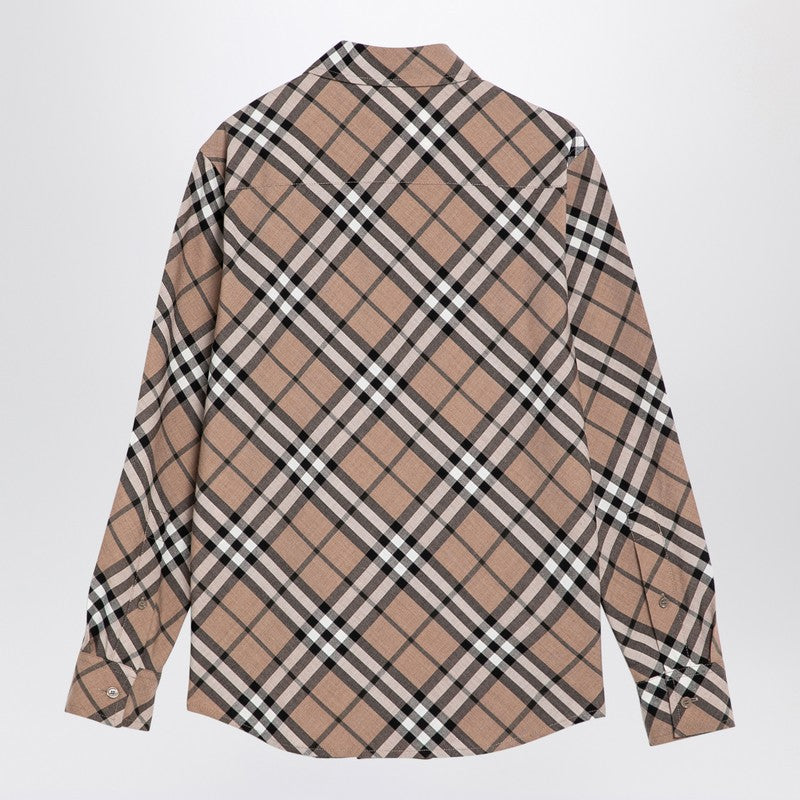 Burberry Check Pattern Wool Blend Shirt Women