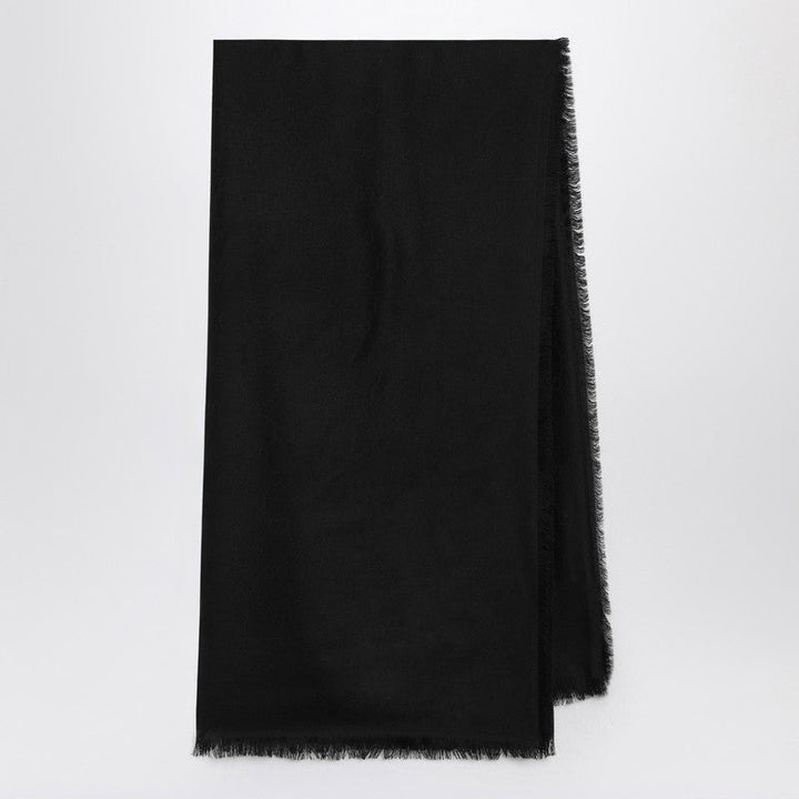 Gucci Black Wool And Silk Gg Jacquard Shawl Men
