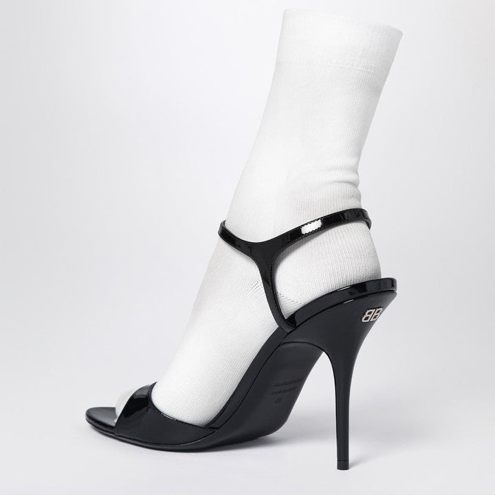 Balenciaga Avenue Sock Black Sandal In Patent Leather And Mesh Women