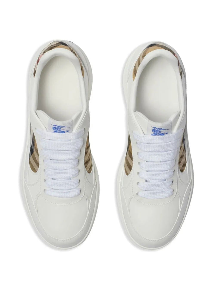 BURBERRY Terrace Sneaker in Leather with Check Fabric Insert
