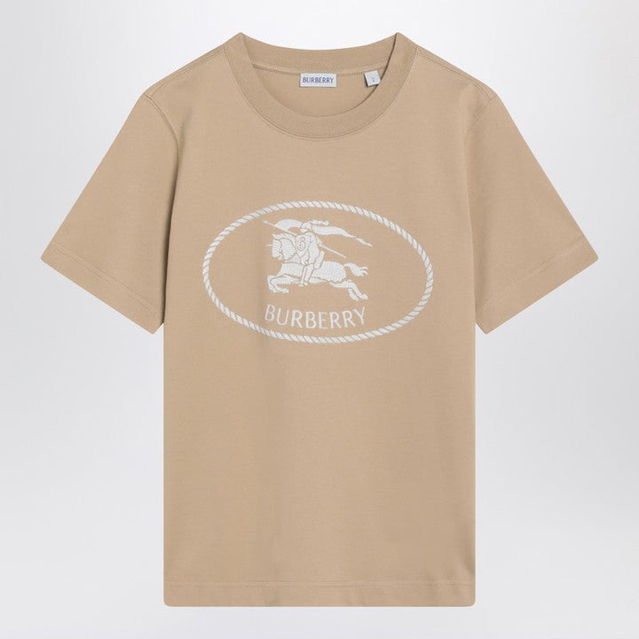 Burberry Light Beige T-Shirt With Equestrian Knight Design Women
