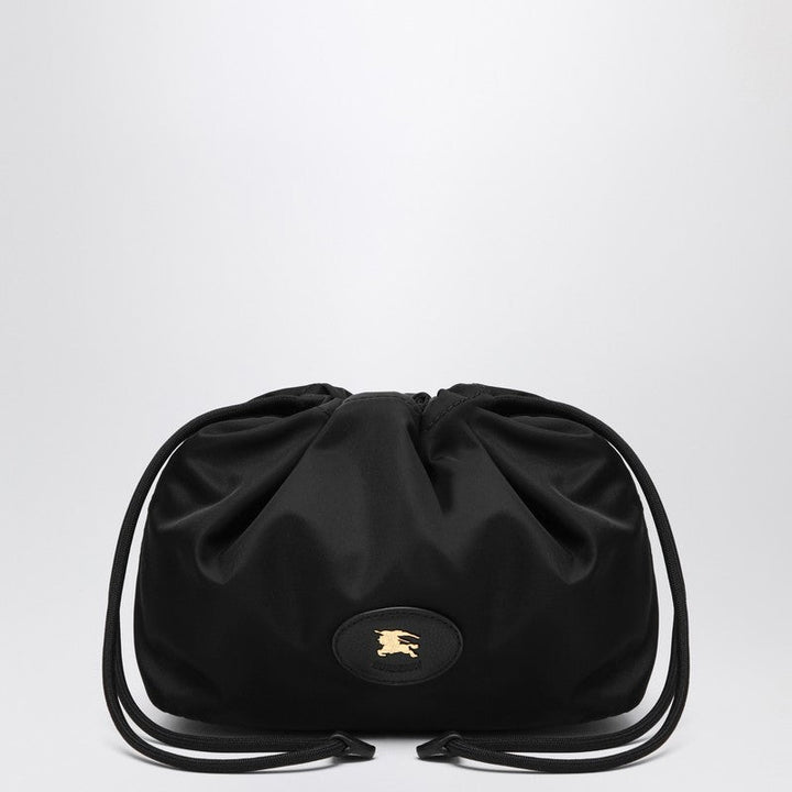 Burberry Reversible Pouch In Black Nylon With Check Pattern Women