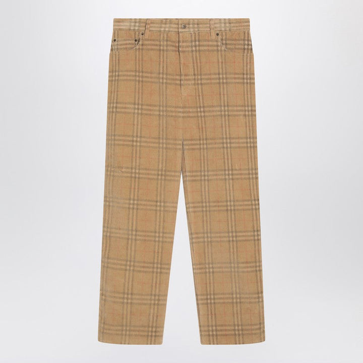 Burberry Sand-Coloured Check Corduroy Trousers Men
