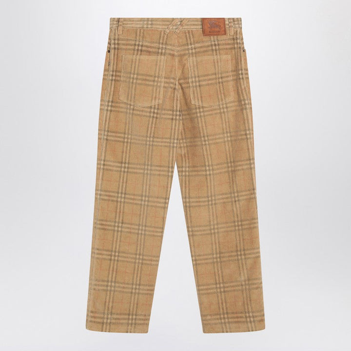 Burberry Sand-Coloured Check Corduroy Trousers Men