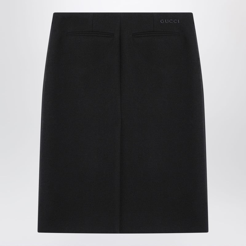 Gucci Black Wool Crêpe Skirt Women