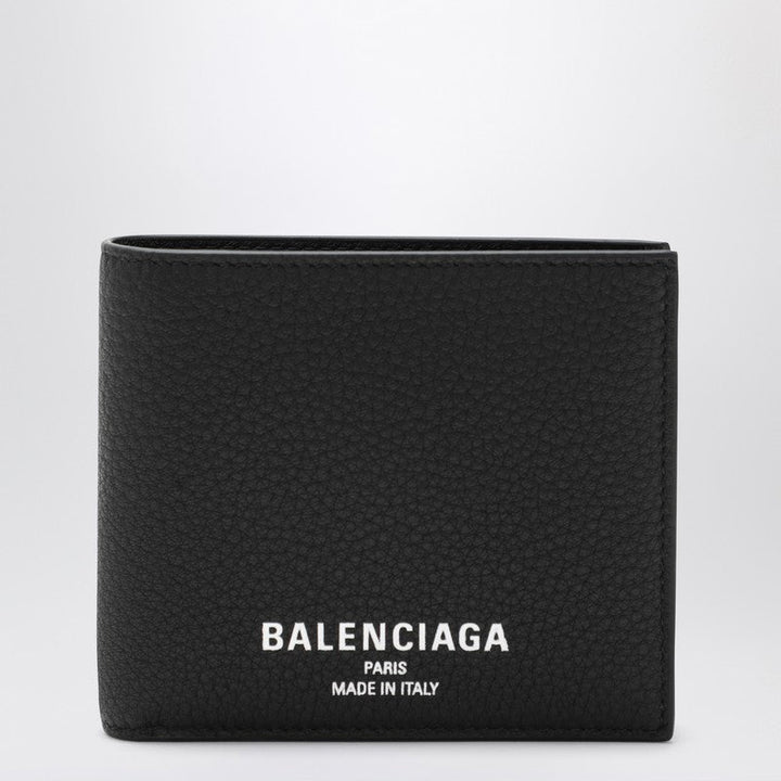 Balenciaga Black Bi-Fold Credit Wallet In Hammered Leather Men