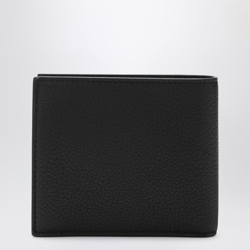 Balenciaga Black Bi-Fold Credit Wallet In Hammered Leather Men