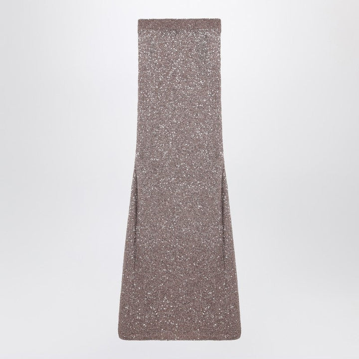 Balenciaga Light Brown/Silver Maxi Skirt With Sequins Women