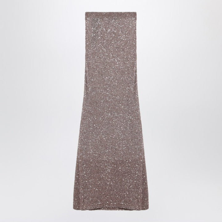 Balenciaga Light Brown/Silver Maxi Skirt With Sequins Women