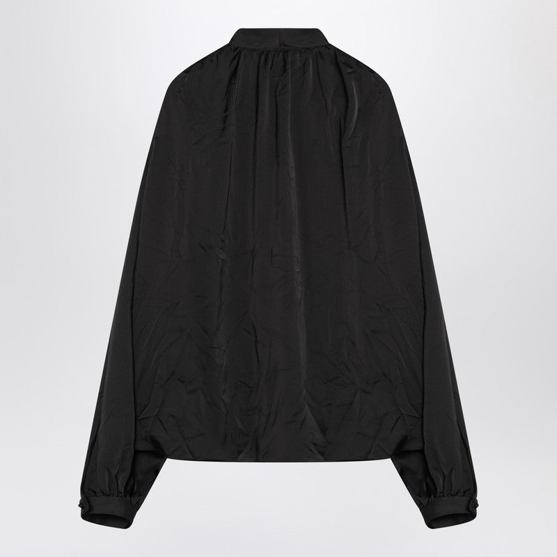 Balenciaga Black Satin Blouse With Bow Women