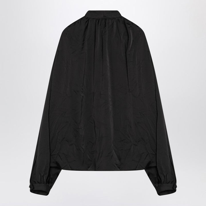 Balenciaga Black Satin Blouse With Bow Women