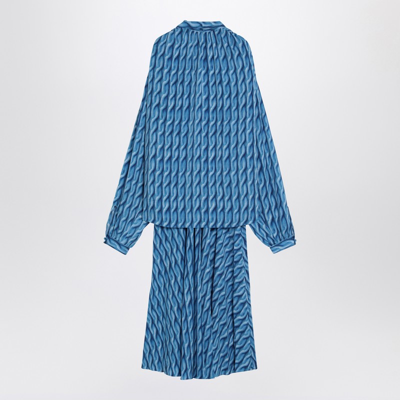 Balenciaga Midi Dress With Bow And Blue Print Women