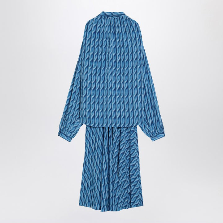 Balenciaga Midi Dress With Bow And Blue Print Women
