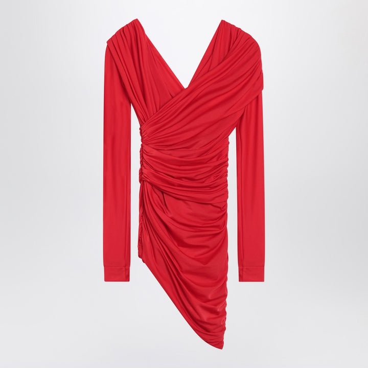 Balenciaga Draped Mini Dress In Red Jersey Women