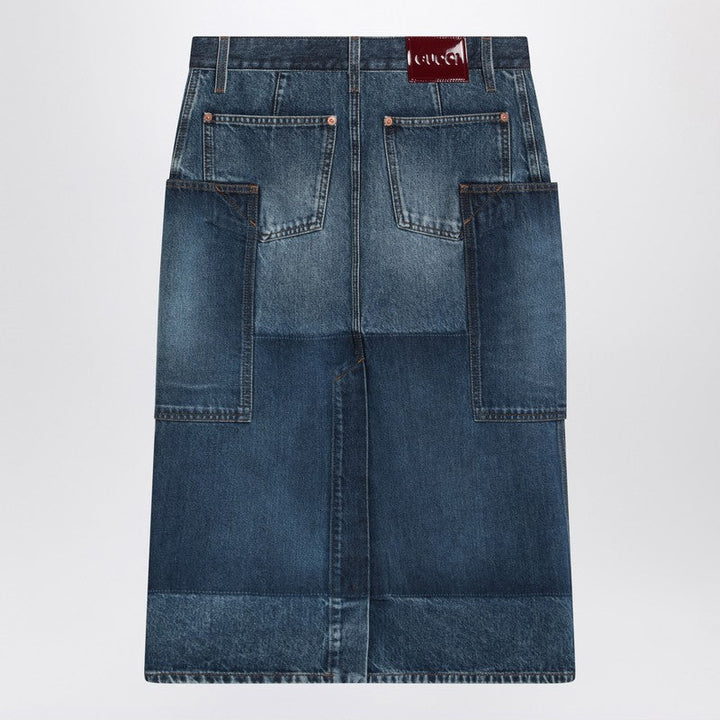 Gucci Patchwork Blue Skirt In Denim Women