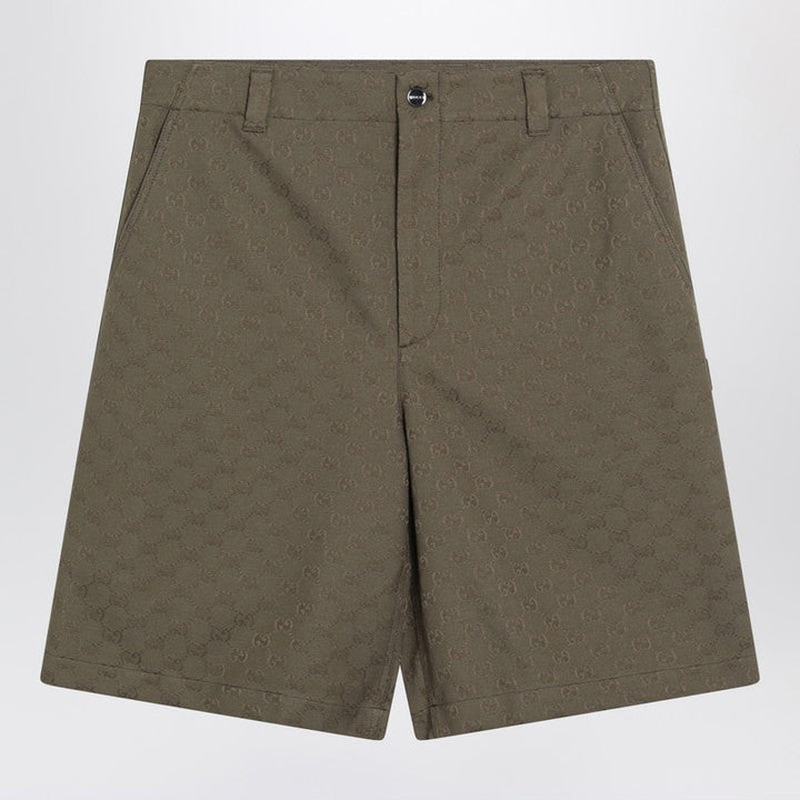 Gucci Forest Green Bermuda Shorts In Gg Fabric Men