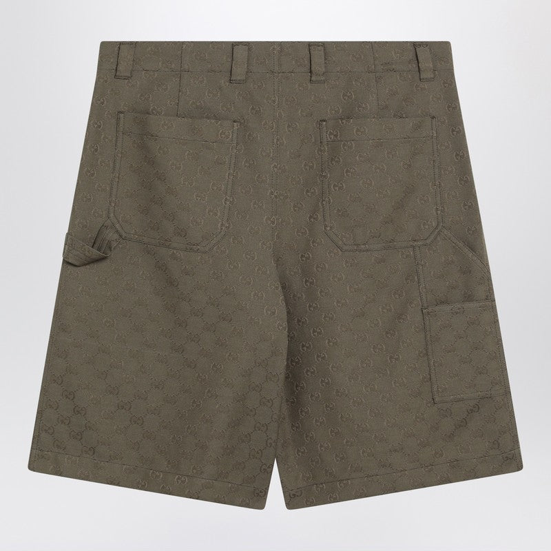 Gucci Forest Green Bermuda Shorts In Gg Fabric Men