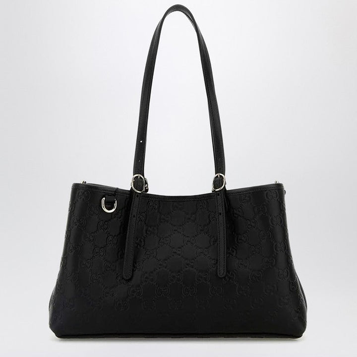 Gucci Medium-Sized Gg Emblem Black Shopping Bag Women