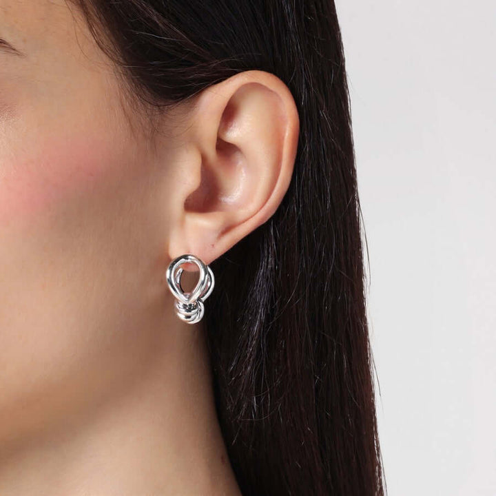 Bottega Veneta Women Silver Earrings With Knot Detail.