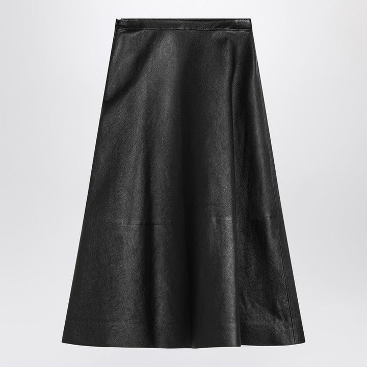Balenciaga Black Leather Flared Skirt Women