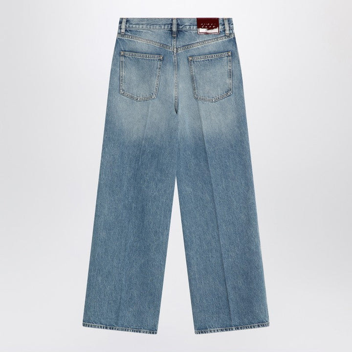 Gucci Wide Light Blue Jeans With Faded Effect Women
