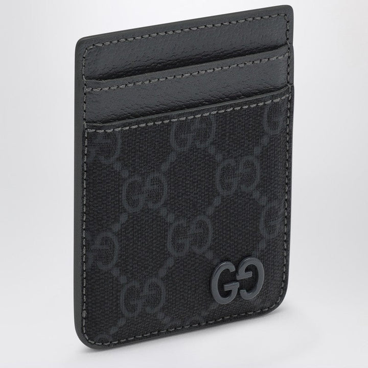 Gucci Gg Supreme Black/Grey Fabric Card Holder Men