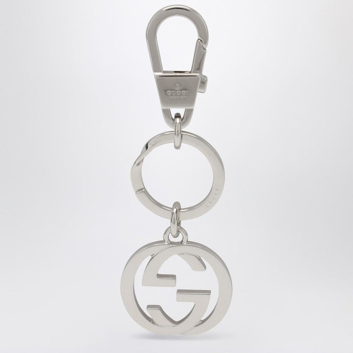 Gucci Gg Keychain In Silver Metal Men