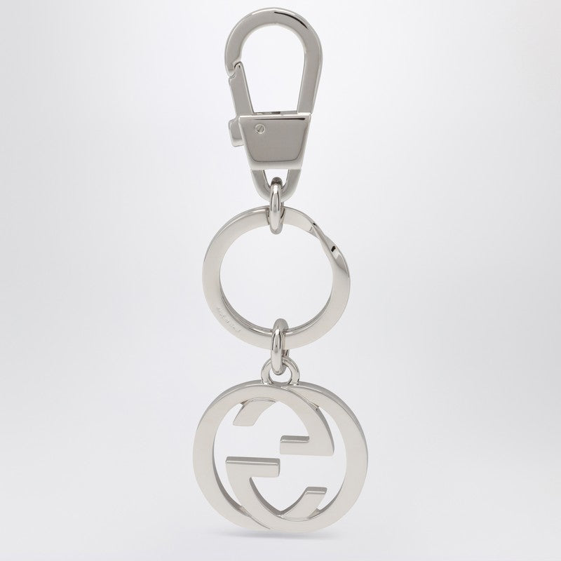 Gucci Gg Keychain In Silver Metal Men