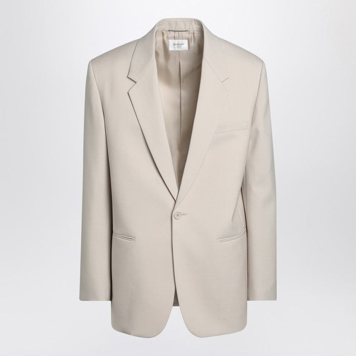 Saint Laurent Light Beige Single-Breasted Wool Jacket Men