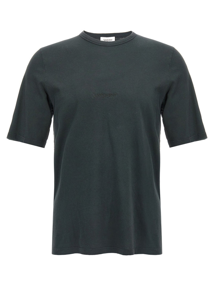 Saint Laurent Men Logo Embroidery T-Shirt