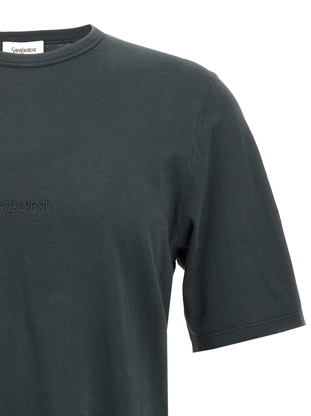 Saint Laurent Men Logo Embroidery T-Shirt