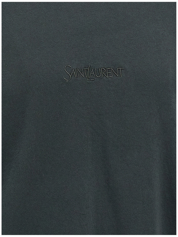 Saint Laurent Men Logo Embroidery T-Shirt