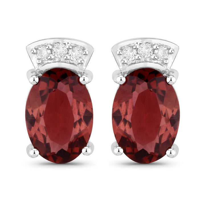 1.35 Carat Genuine Pink Tourmaline and White Diamond 14K White Gold Earrings