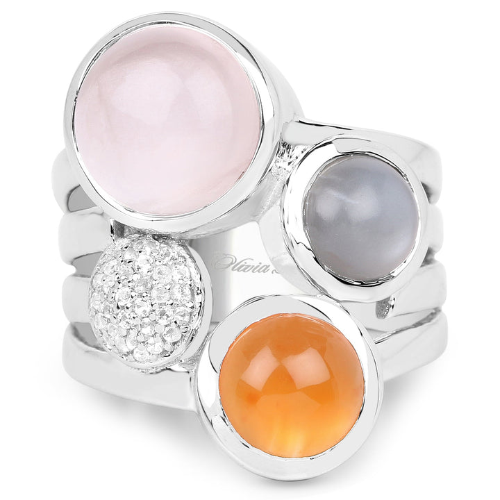 5.96 Carat Genuine Multi Stone .925 Sterling Silver Ring