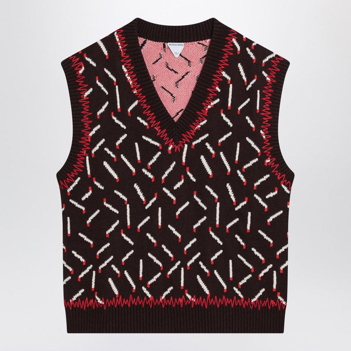 Bottega Veneta Men Brown Jacquard Vest With Matchstick Pattern