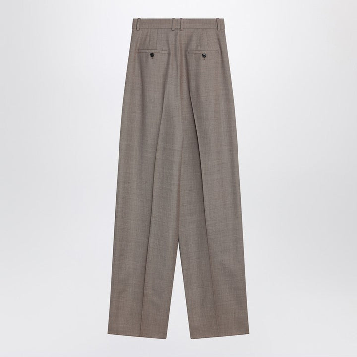 Saint Laurent Wide Taupe Beige Wool Trousers Women