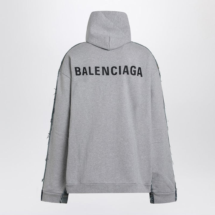Balenciaga Denim And Fleece Cotton Jacket With Logo Men